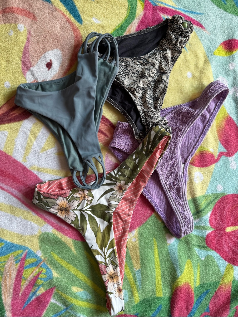 surf style Women’s Bikini Bottoms Set - Green, Floral, Purple, Animal Print